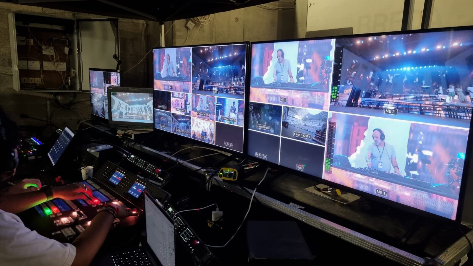 Backstage video control: multiviewer, camera returns and switcher panel